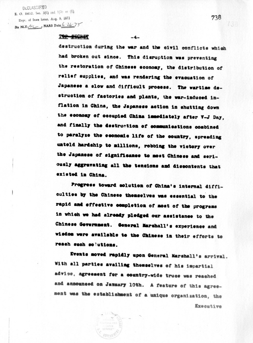 Memorandum from Dean Acheson to Secretary of War Robert Patterson, with Attachement