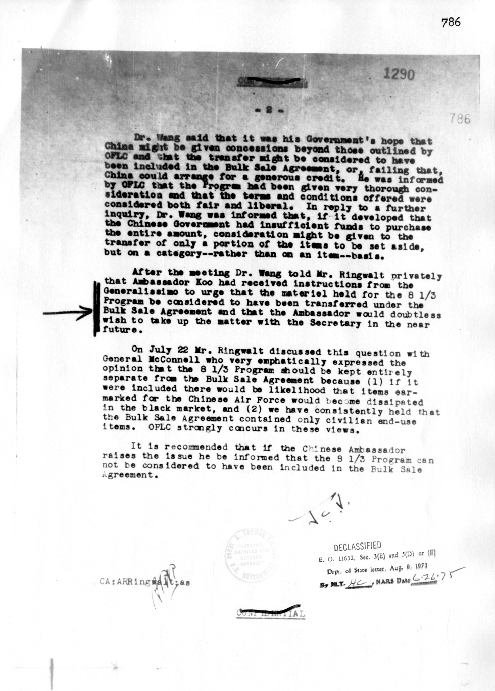 Memorandum from John Carter Vincent to Secretary of State George Marshall