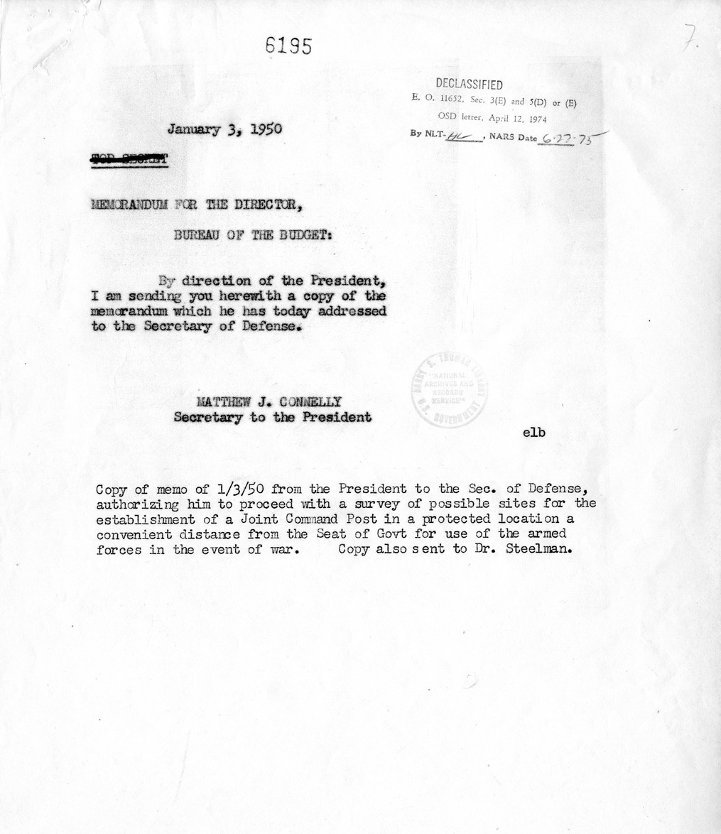 Memorandum from Secretary of Defense Louis Johnson to President Harry S. Truman, with Attachments and Related Material