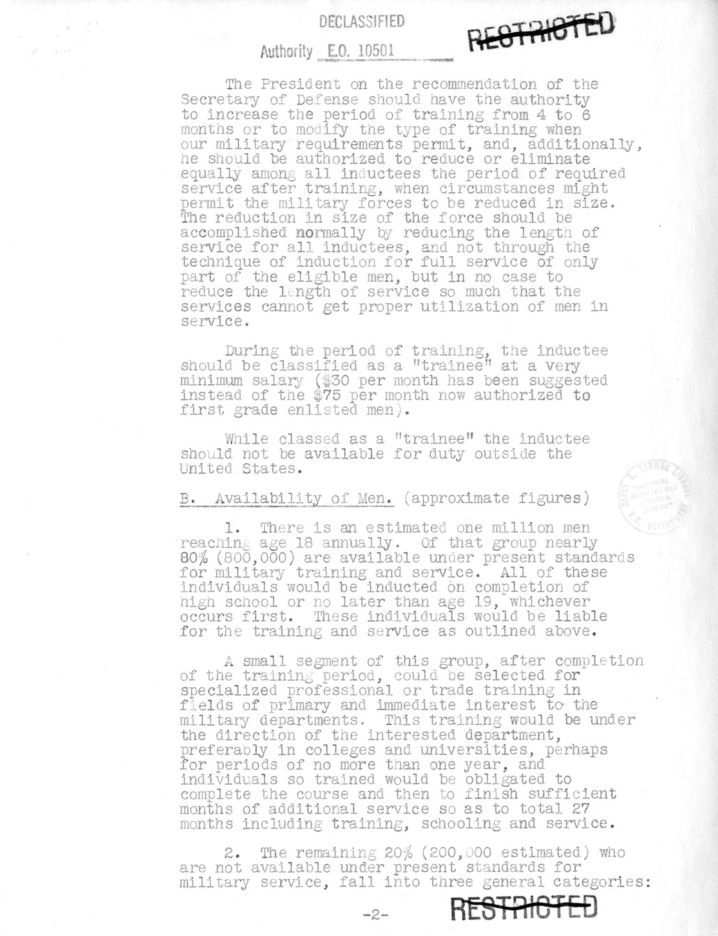 Note from Secretary of the Treasury John Snyder to President Harry S. Truman, with Attached Report from Secretary of Defense George Marshall to President Harry S. Truman