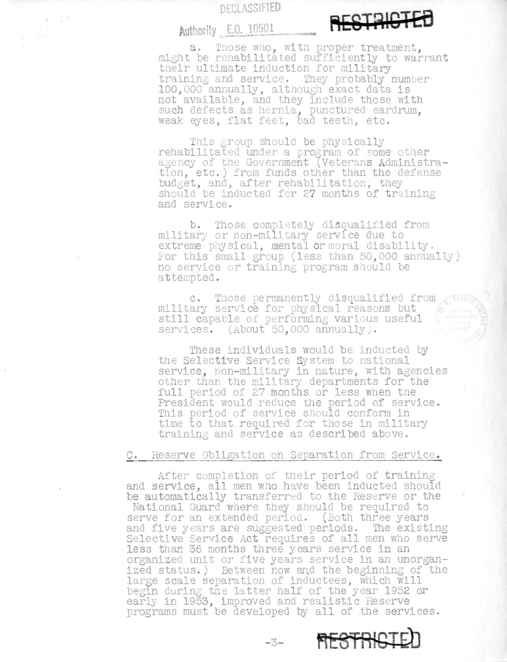 Note from Secretary of the Treasury John Snyder to President Harry S. Truman, with Attached Report from Secretary of Defense George Marshall to President Harry S. Truman