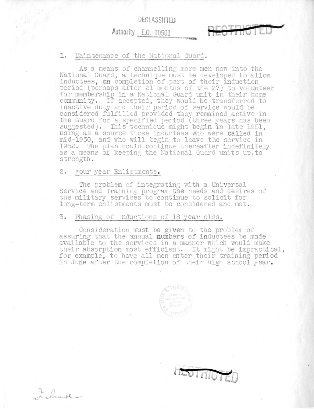 Note from Secretary of the Treasury John Snyder to President Harry S. Truman, with Attached Report from Secretary of Defense George Marshall to President Harry S. Truman