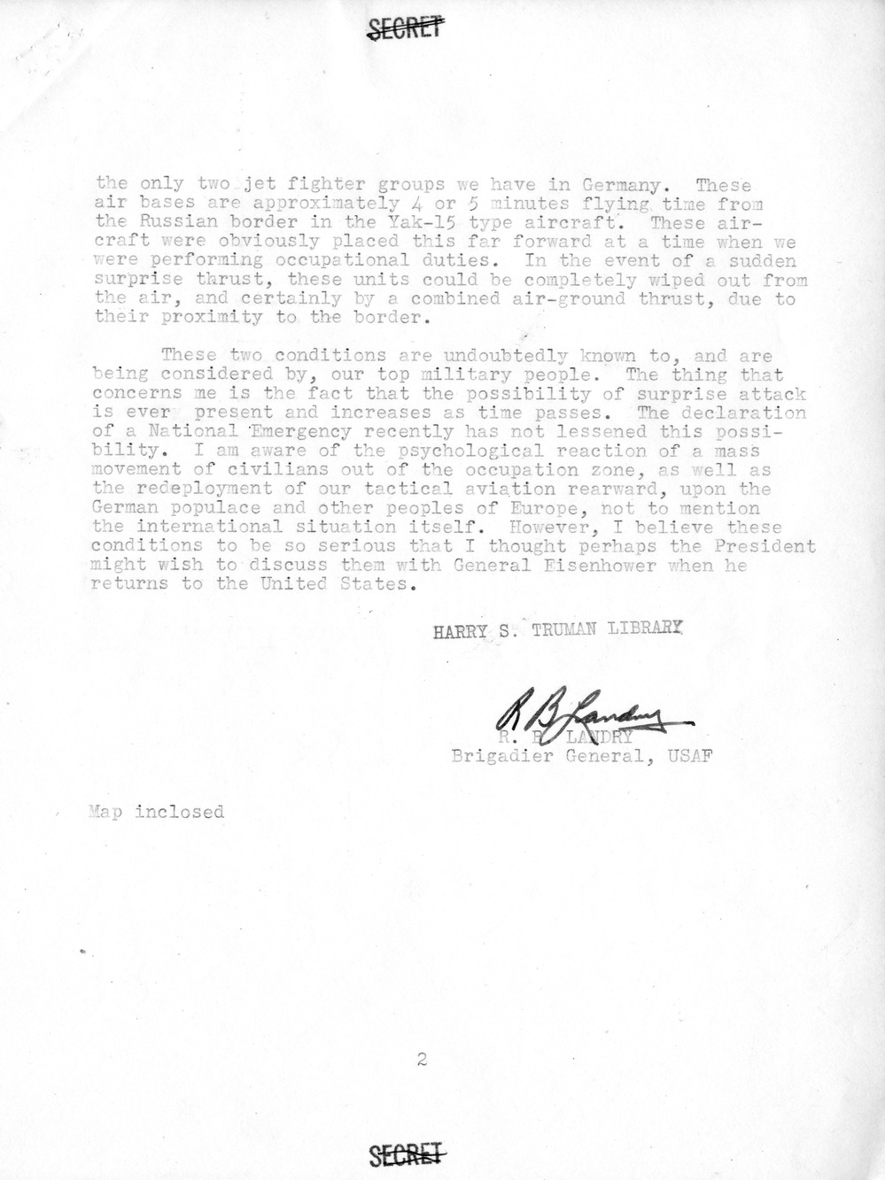 Correspondence Between President Harry S. Truman and Secretary of Defense George Marshall, with Attachments