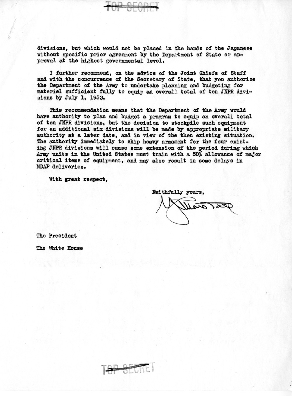 Correspondence Between President Harry S. Truman and Secretary of Defense George Marshall