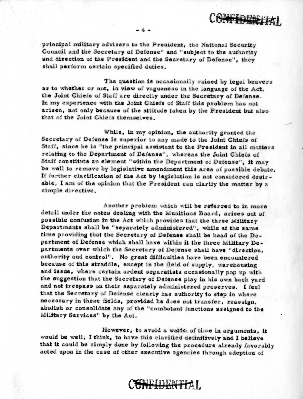 Memorandum from Secretary of Defense Robert Lovett to President Harry S. Truman