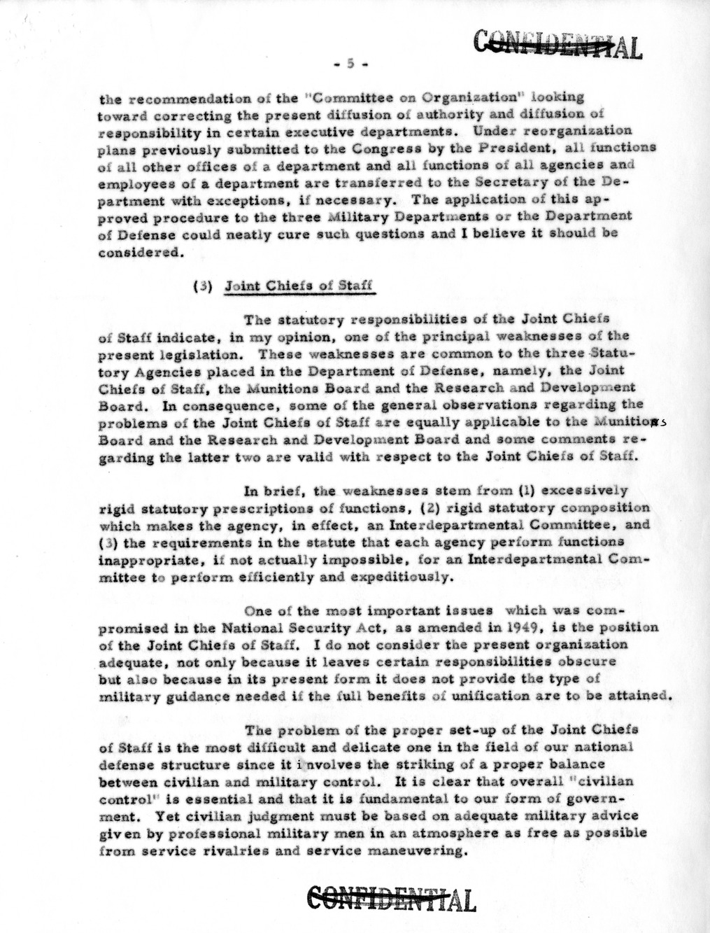Memorandum from Secretary of Defense Robert Lovett to President Harry S. Truman