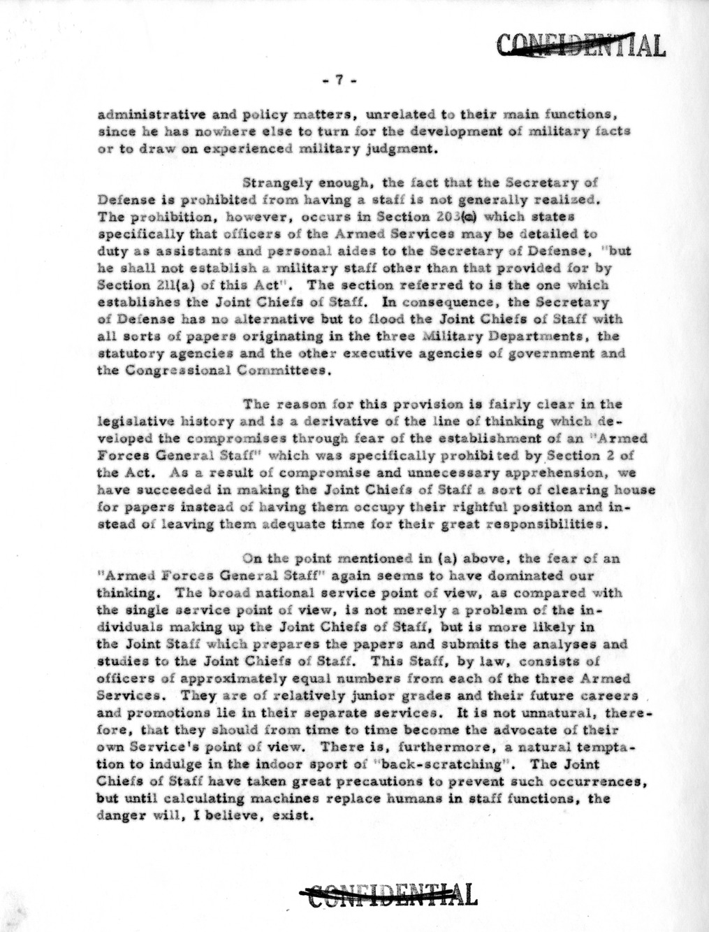 Memorandum from Secretary of Defense Robert Lovett to President Harry S. Truman