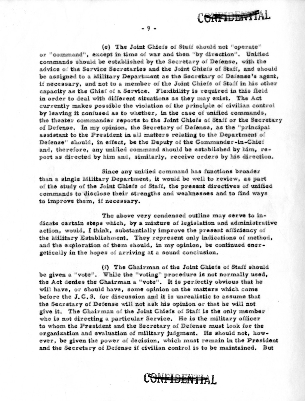 Memorandum from Secretary of Defense Robert Lovett to President Harry S. Truman