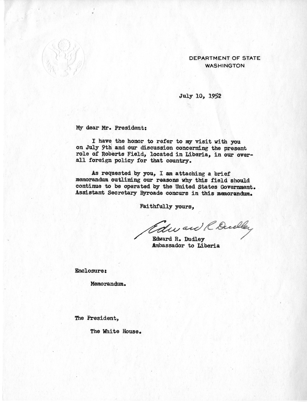 Correspondence Between President Harry S. Truman and Secretary of Defense Robert Lovett, with Attachments