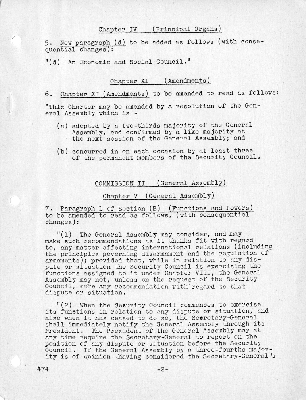 Report, Comments and Proposed Amendments Concerning the Dumbarton Oaks Proposals, Submitted by the Delegations to the United Nations Conference on International Organization