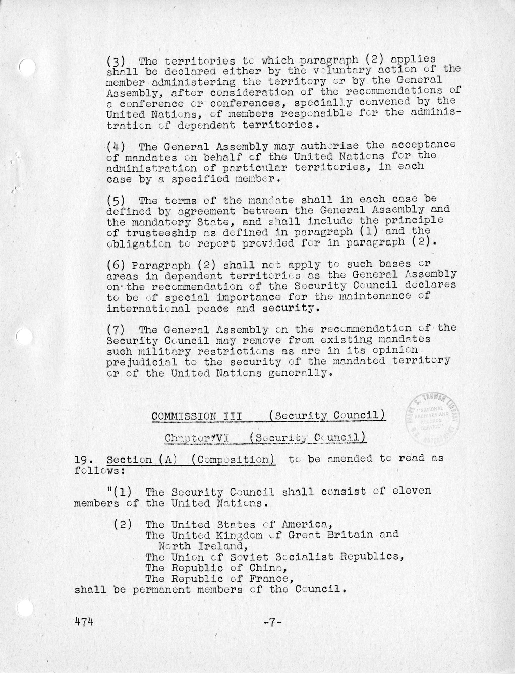 Report, Comments and Proposed Amendments Concerning the Dumbarton Oaks Proposals, Submitted by the Delegations to the United Nations Conference on International Organization