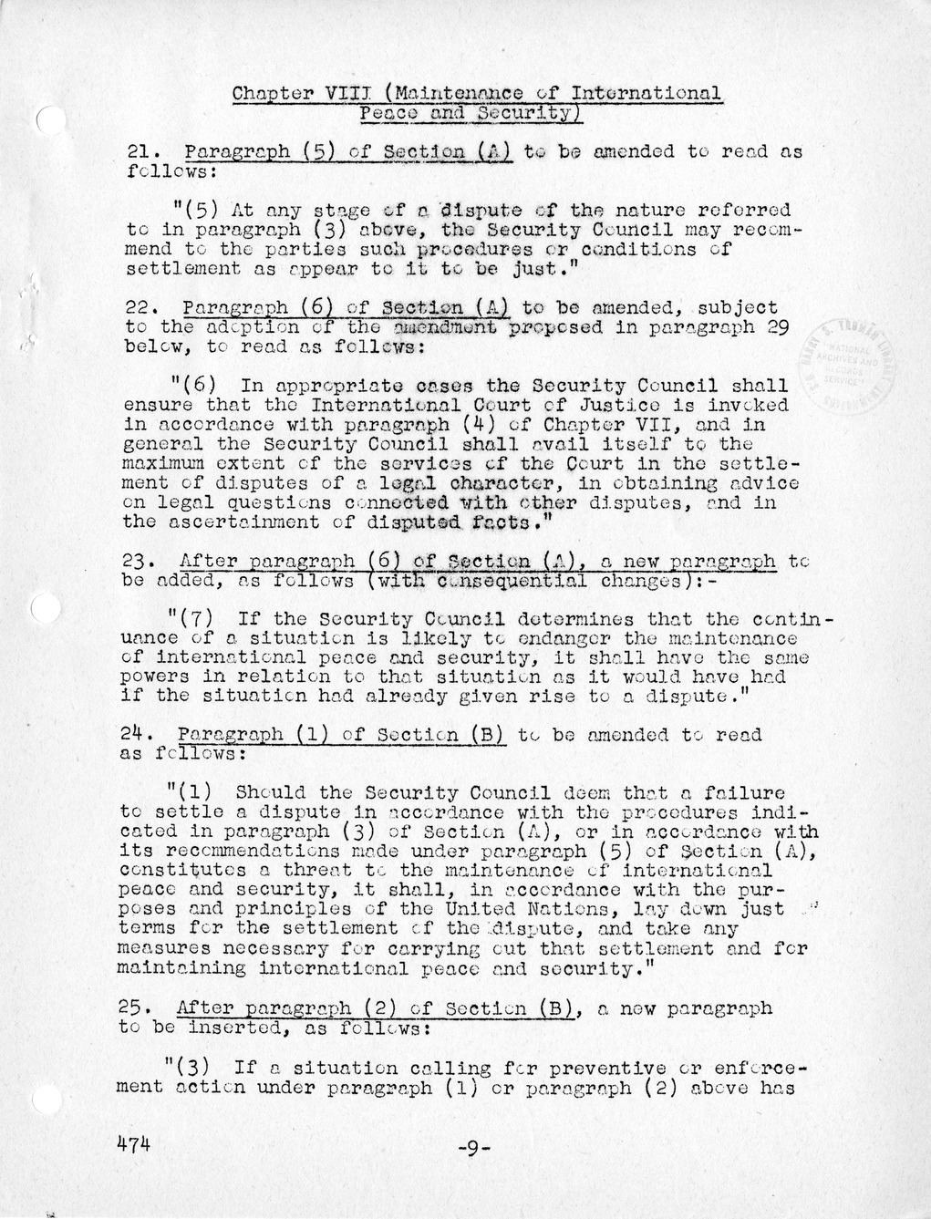 Report, Comments and Proposed Amendments Concerning the Dumbarton Oaks Proposals, Submitted by the Delegations to the United Nations Conference on International Organization