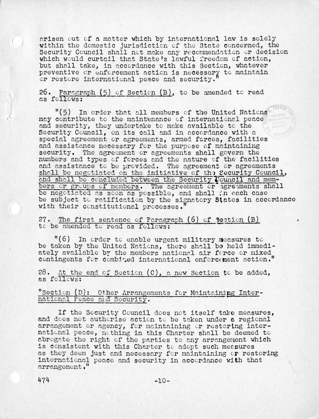 Report, Comments and Proposed Amendments Concerning the Dumbarton Oaks Proposals, Submitted by the Delegations to the United Nations Conference on International Organization