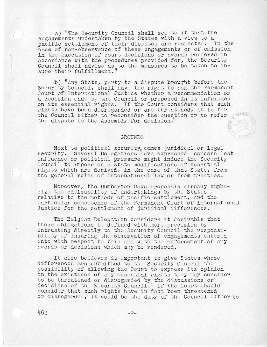 Report, Comments and Proposed Amendments Concerning the Dumbarton Oaks Proposals, Submitted by the Delegations to the United Nations Conference on International Organization