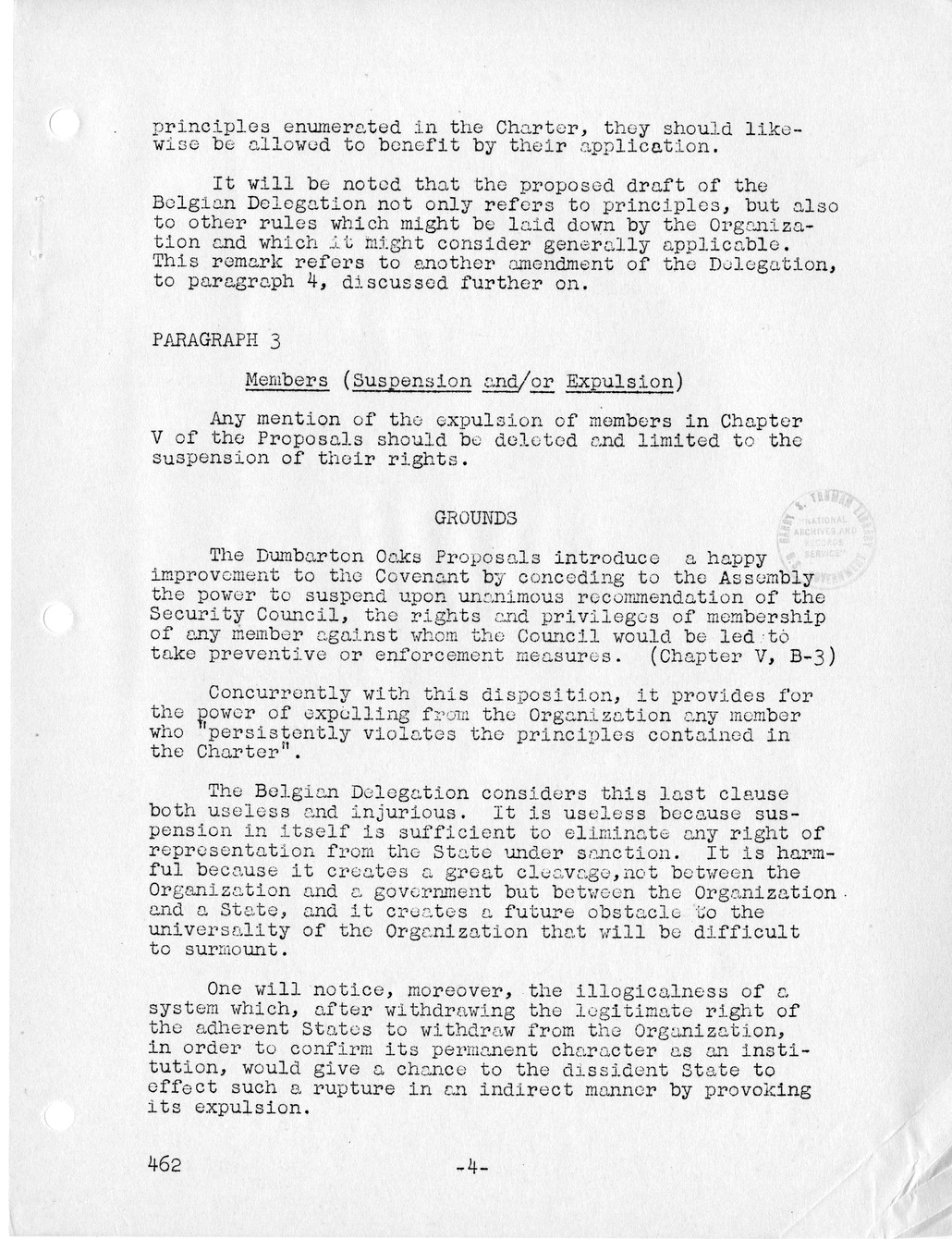 Report, Comments and Proposed Amendments Concerning the Dumbarton Oaks Proposals, Submitted by the Delegations to the United Nations Conference on International Organization