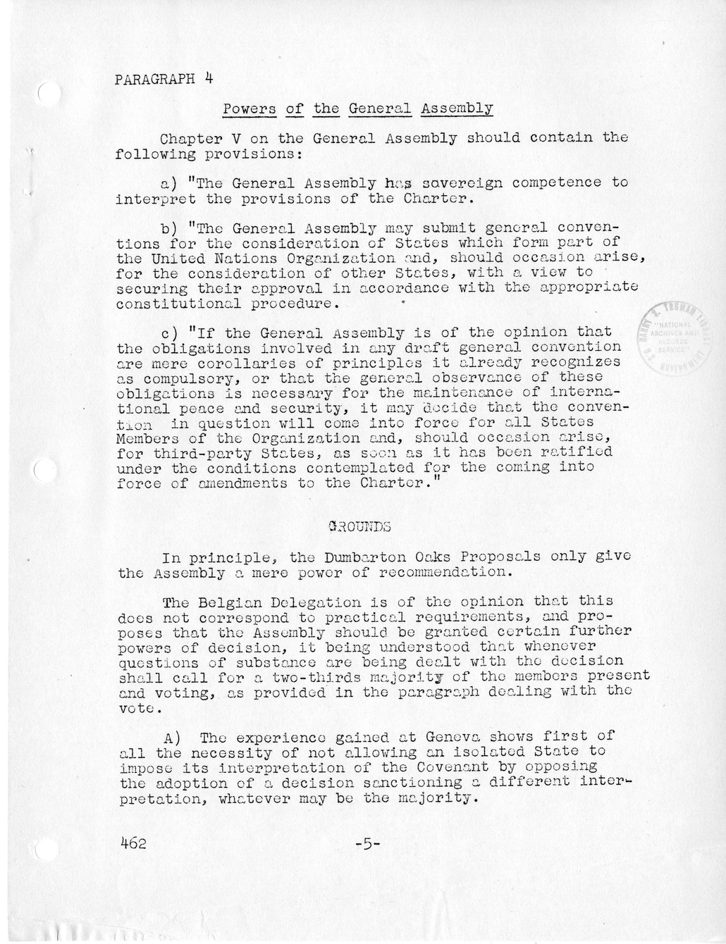 Report, Comments and Proposed Amendments Concerning the Dumbarton Oaks Proposals, Submitted by the Delegations to the United Nations Conference on International Organization