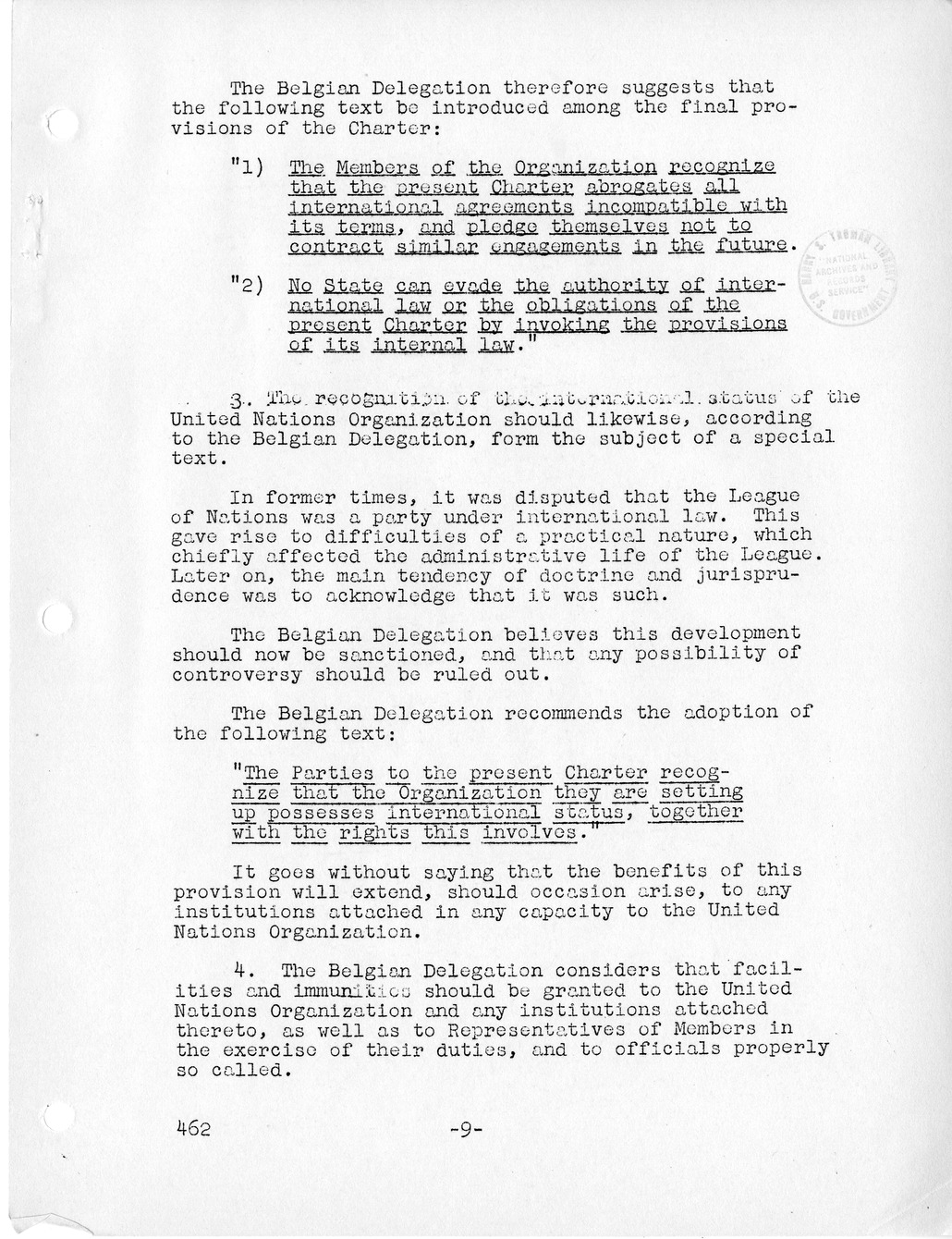 Report, Comments and Proposed Amendments Concerning the Dumbarton Oaks Proposals, Submitted by the Delegations to the United Nations Conference on International Organization