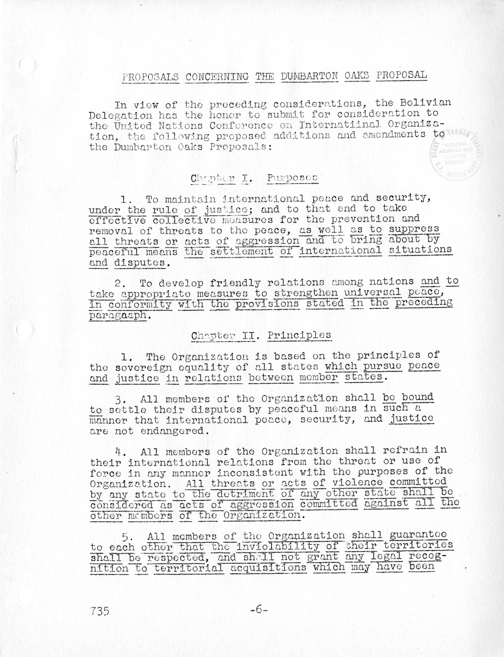 Report, Comments and Proposed Amendments Concerning the Dumbarton Oaks Proposals, Submitted by the Delegations to the United Nations Conference on International Organization