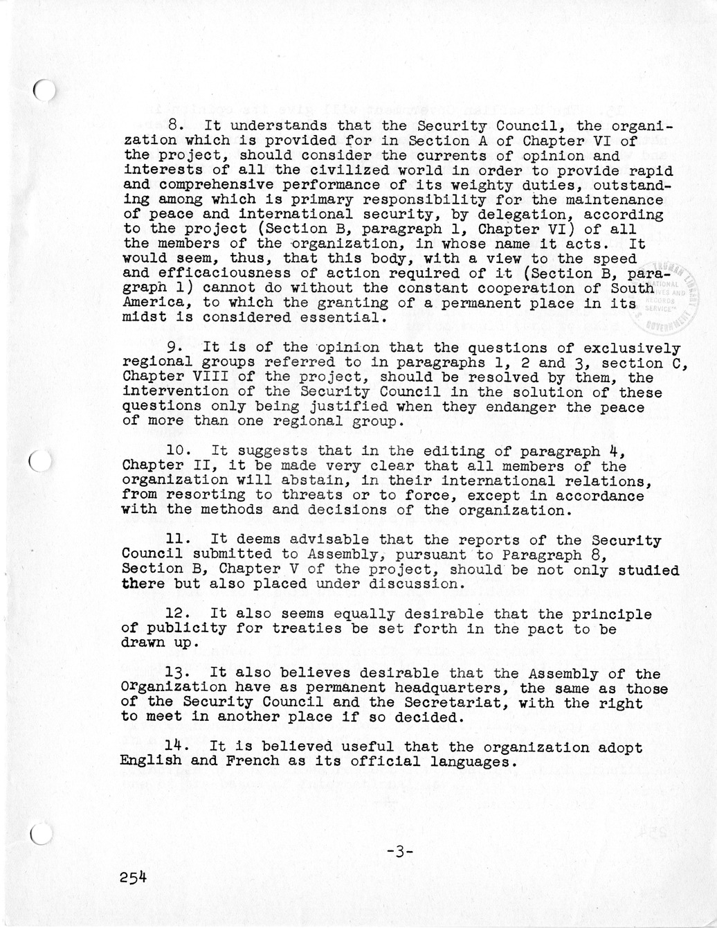 Report, Comments and Proposed Amendments Concerning the Dumbarton Oaks Proposals, Submitted by the Delegations to the United Nations Conference on International Organization