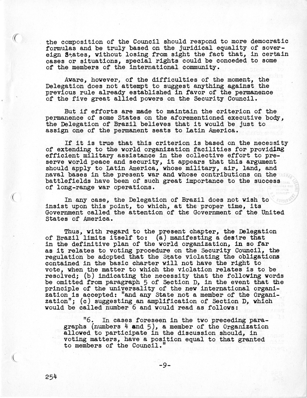 Report, Comments and Proposed Amendments Concerning the Dumbarton Oaks Proposals, Submitted by the Delegations to the United Nations Conference on International Organization