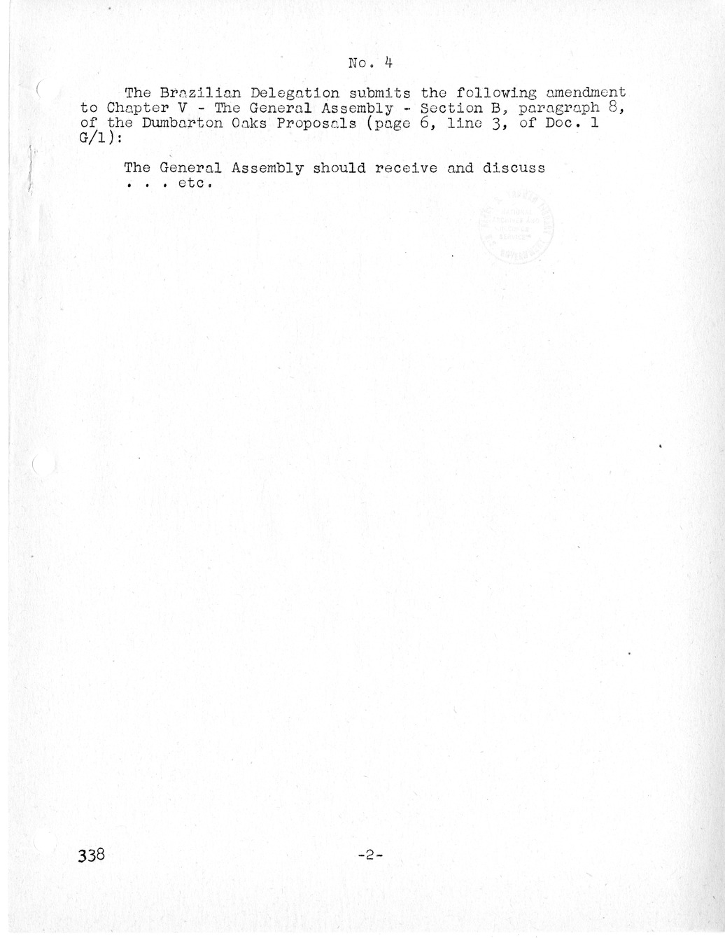 Report, Comments and Proposed Amendments Concerning the Dumbarton Oaks Proposals, Submitted by the Delegations to the United Nations Conference on International Organization