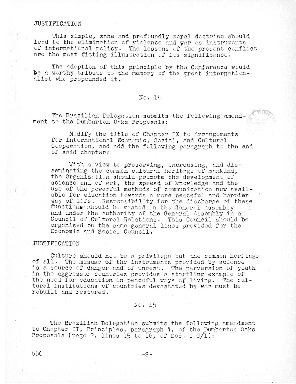 Report, Comments and Proposed Amendments Concerning the Dumbarton Oaks Proposals, Submitted by the Delegations to the United Nations Conference on International Organization