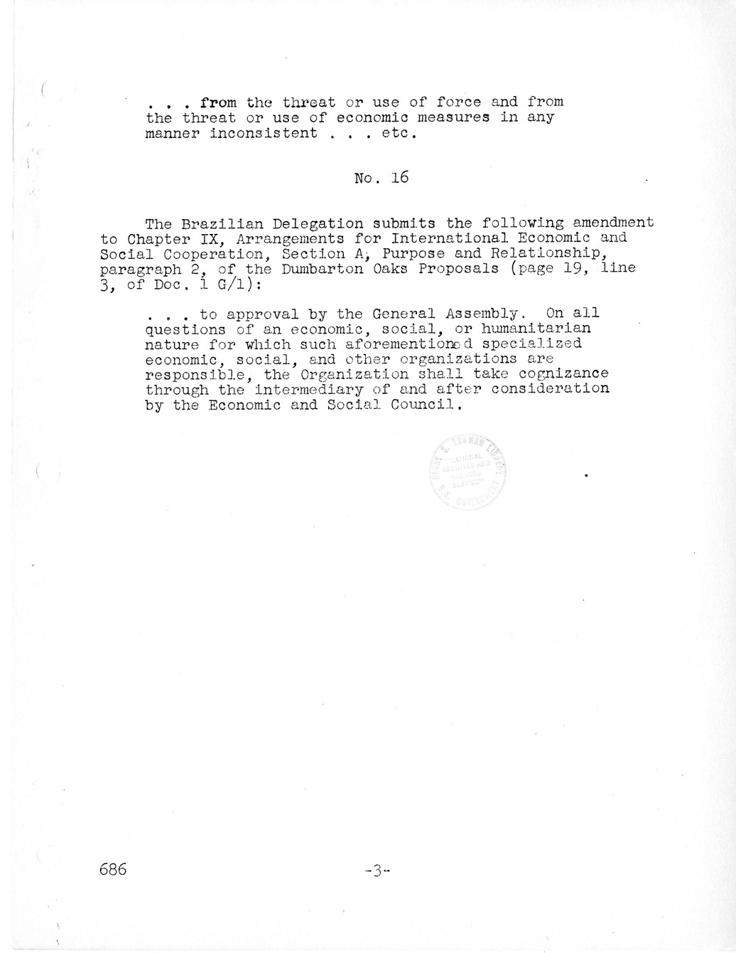 Report, Comments and Proposed Amendments Concerning the Dumbarton Oaks Proposals, Submitted by the Delegations to the United Nations Conference on International Organization