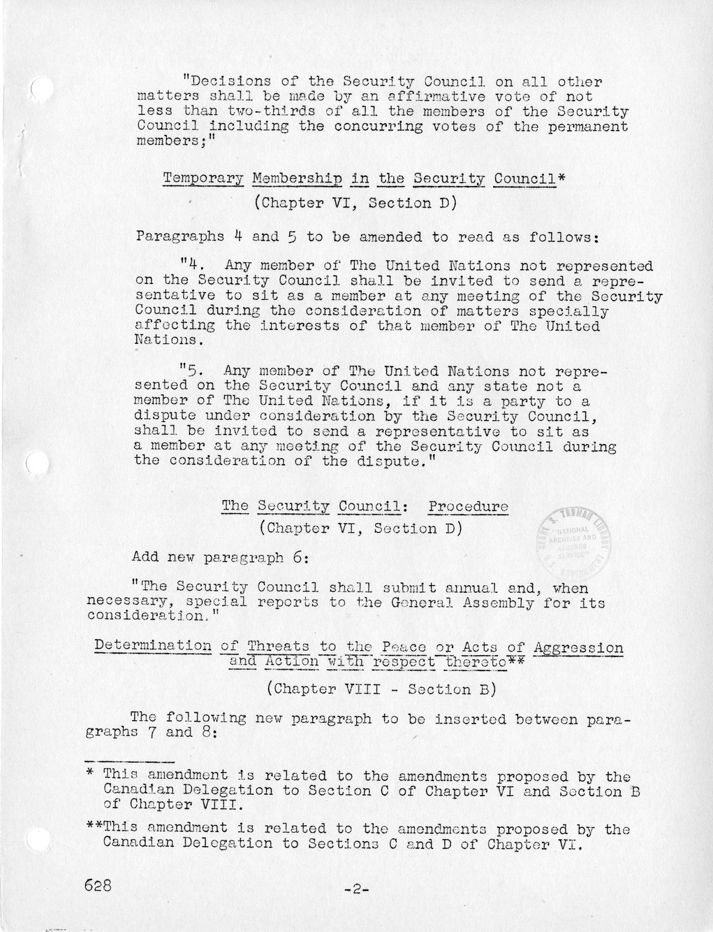 Report, Comments and Proposed Amendments Concerning the Dumbarton Oaks Proposals, Submitted by the Delegations to the United Nations Conference on International Organization