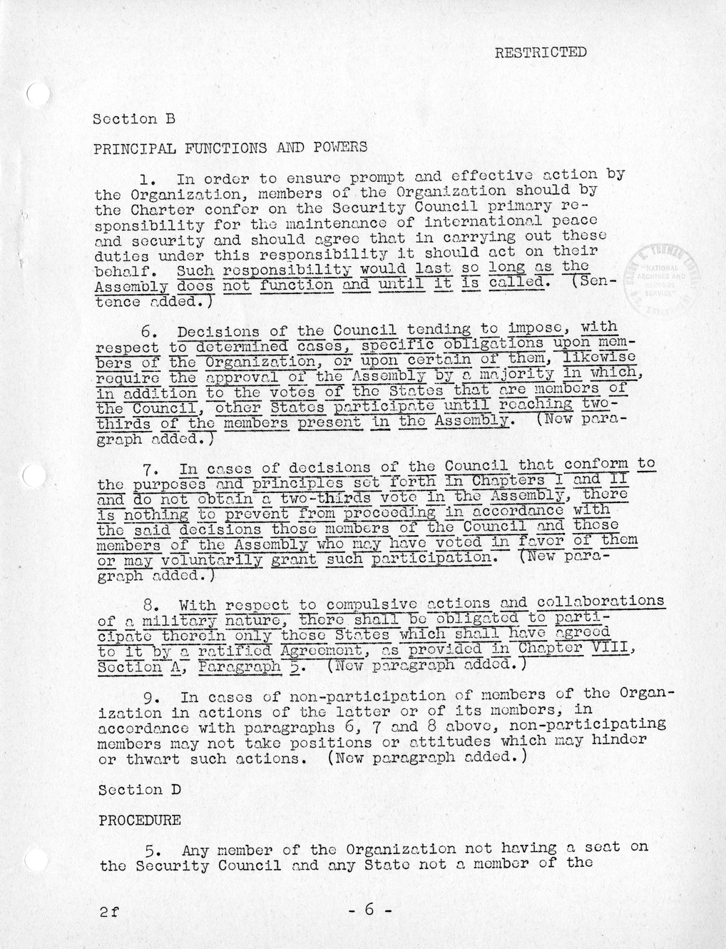Report, Comments and Proposed Amendments Concerning the Dumbarton Oaks Proposals, Submitted by the Delegations to the United Nations Conference on International Organization
