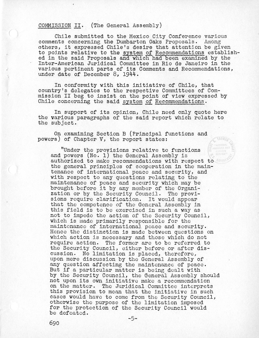 Report, Comments and Proposed Amendments Concerning the Dumbarton Oaks Proposals, Submitted by the Delegations to the United Nations Conference on International Organization