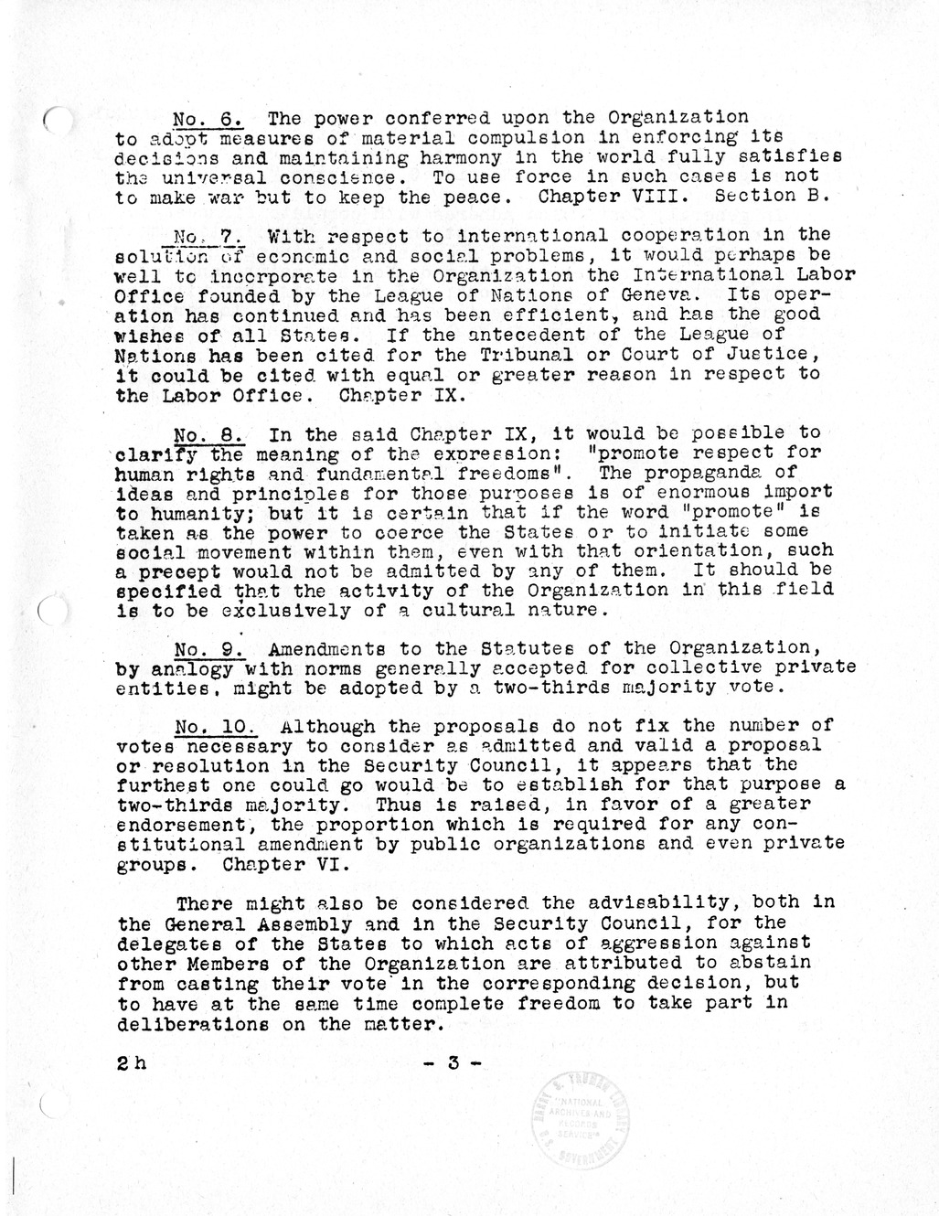 Report, Comments and Proposed Amendments Concerning the Dumbarton Oaks Proposals, Submitted by the Delegations to the United Nations Conference on International Organization