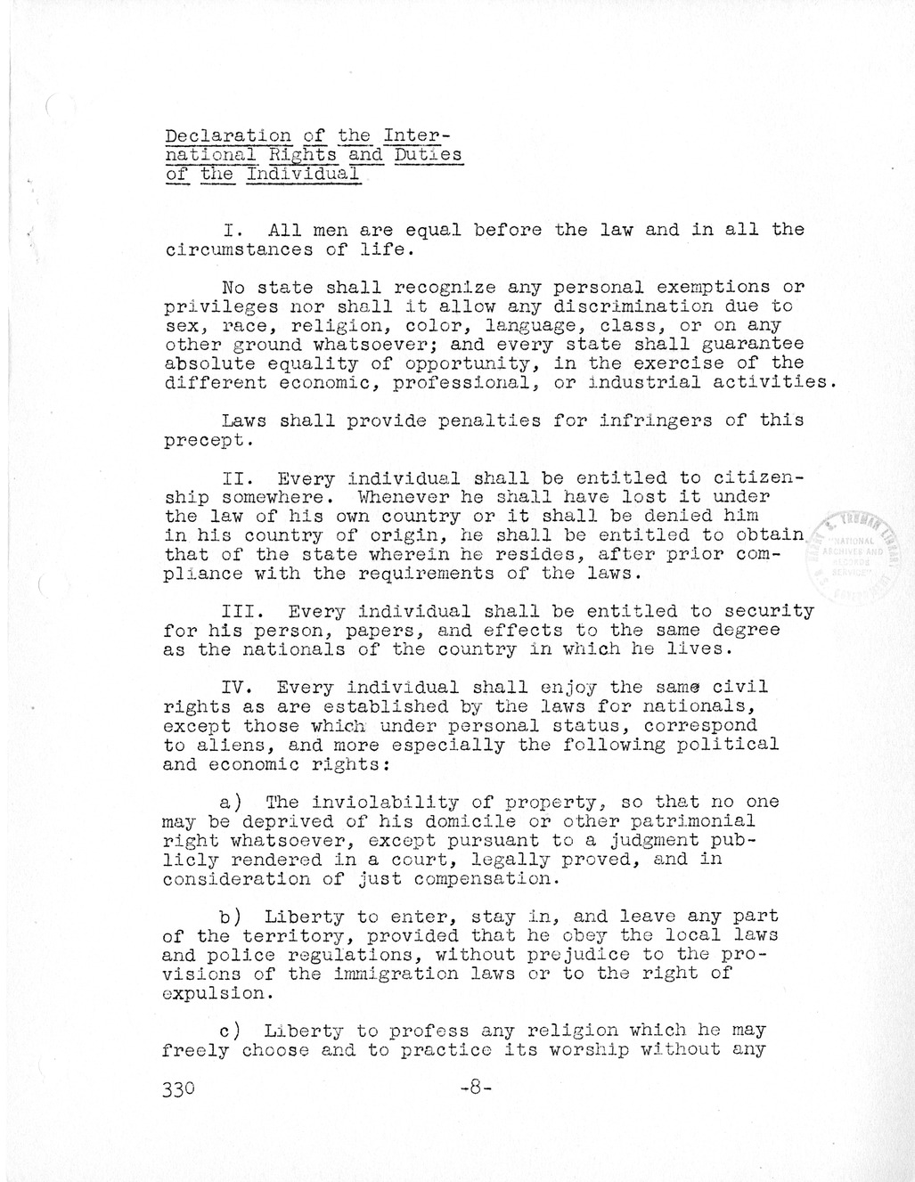 Report, Comments and Proposed Amendments Concerning the Dumbarton Oaks Proposals, Submitted by the Delegations to the United Nations Conference on International Organization