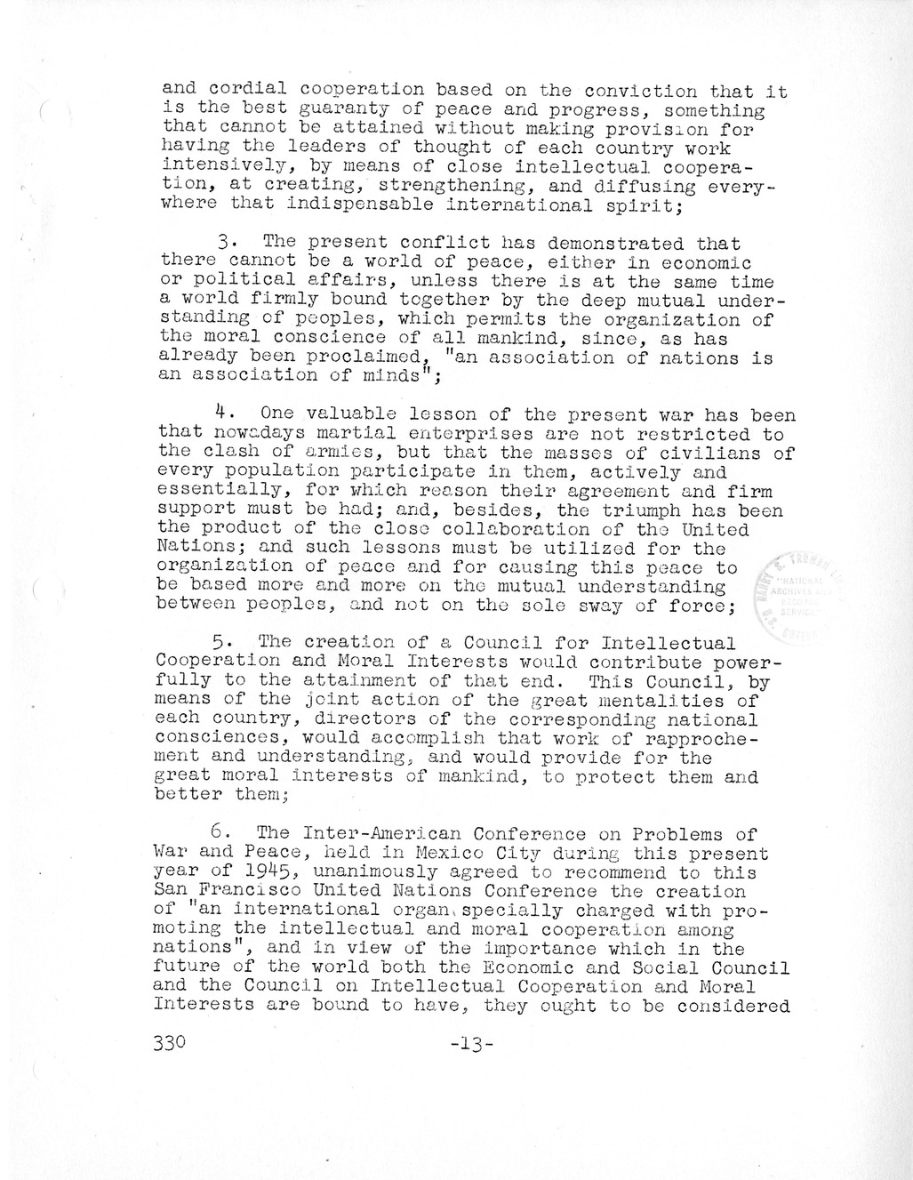 Report, Comments and Proposed Amendments Concerning the Dumbarton Oaks Proposals, Submitted by the Delegations to the United Nations Conference on International Organization