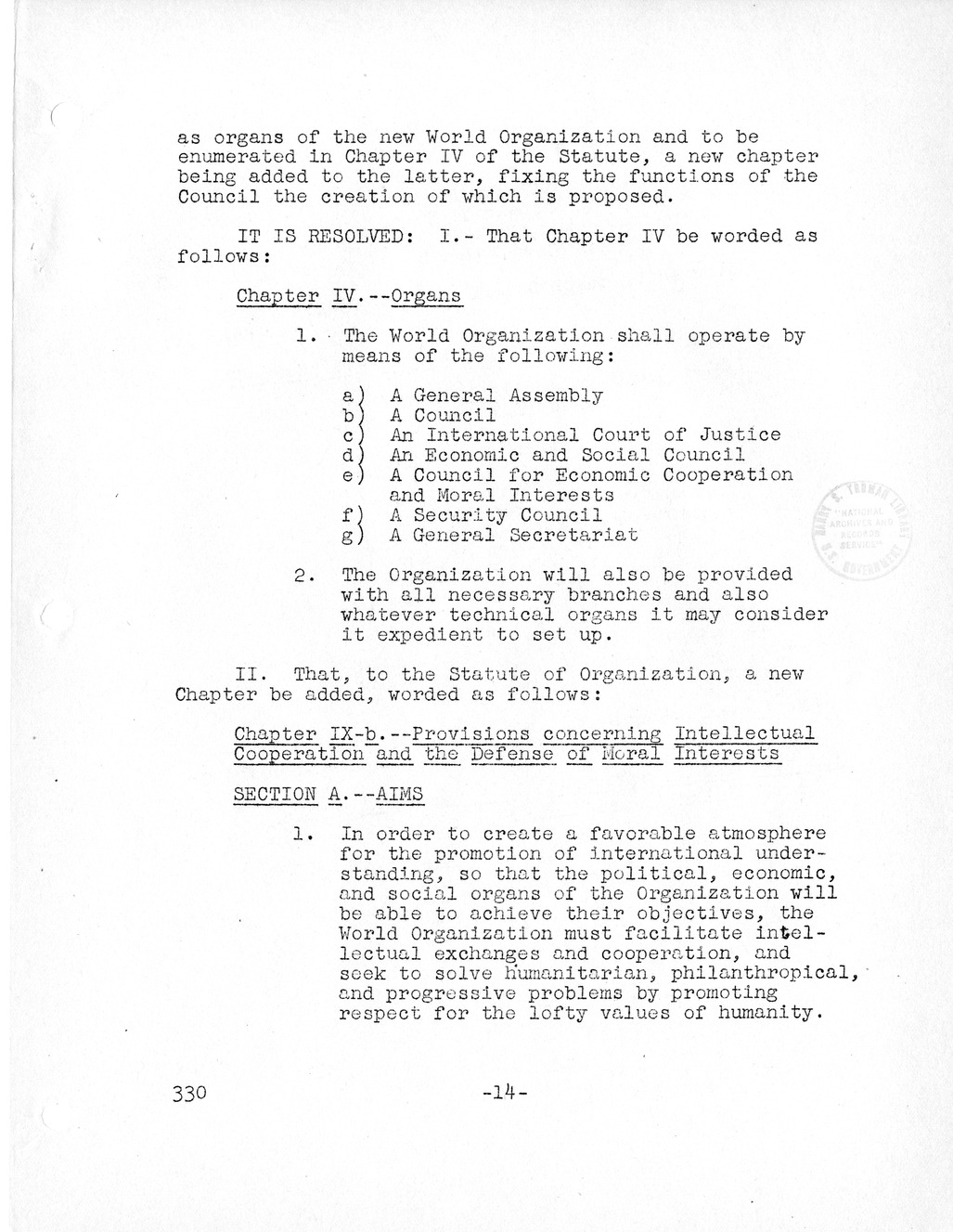 Report, Comments and Proposed Amendments Concerning the Dumbarton Oaks Proposals, Submitted by the Delegations to the United Nations Conference on International Organization