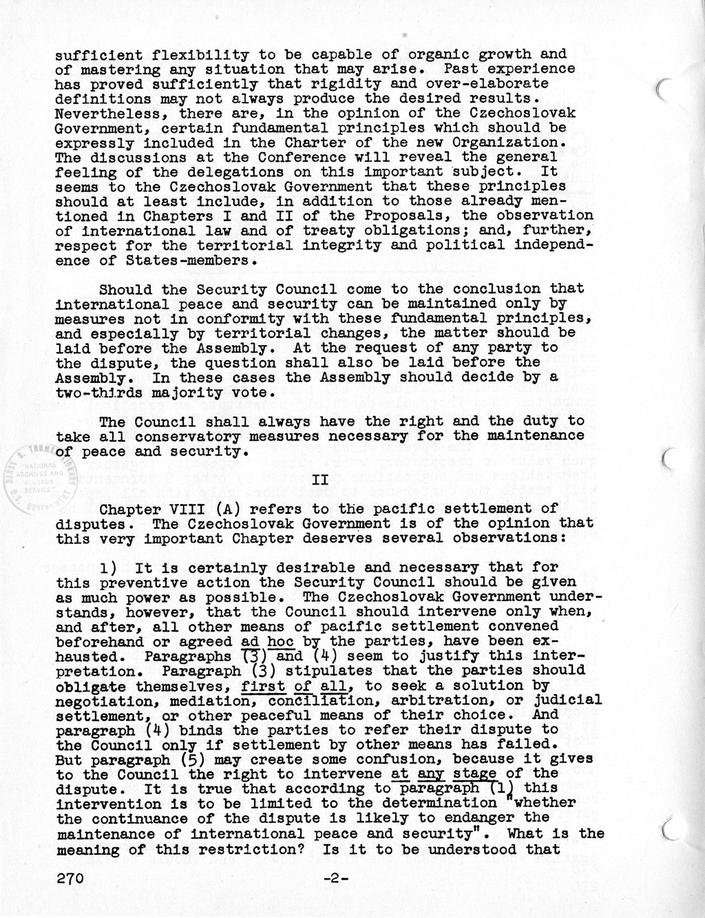 Report, Comments and Proposed Amendments Concerning the Dumbarton Oaks Proposals, Submitted by the Delegations to the United Nations Conference on International Organization