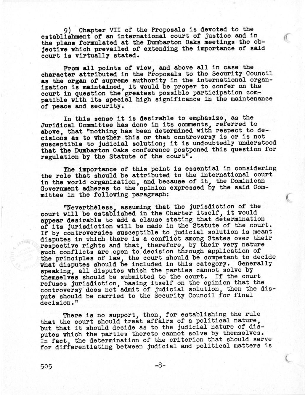 Report, Comments and Proposed Amendments Concerning the Dumbarton Oaks Proposals, Submitted by the Delegations to the United Nations Conference on International Organization