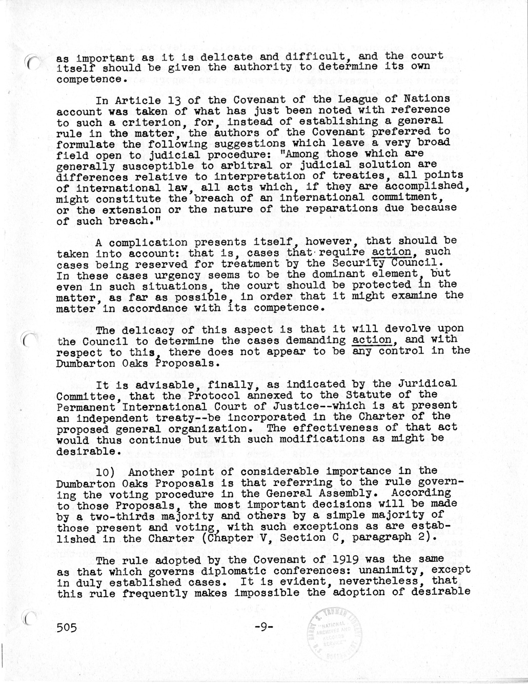 Report, Comments and Proposed Amendments Concerning the Dumbarton Oaks Proposals, Submitted by the Delegations to the United Nations Conference on International Organization