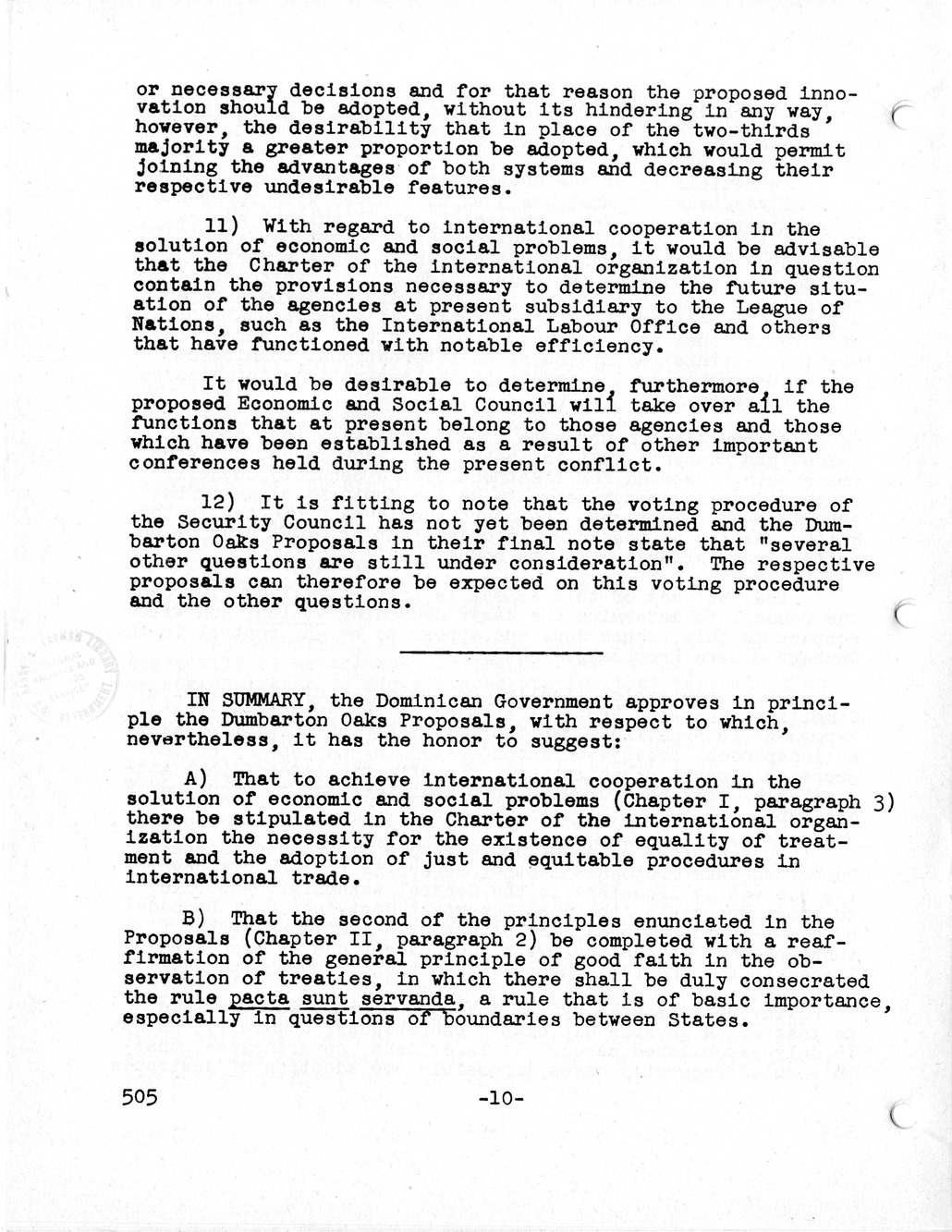 Report, Comments and Proposed Amendments Concerning the Dumbarton Oaks Proposals, Submitted by the Delegations to the United Nations Conference on International Organization