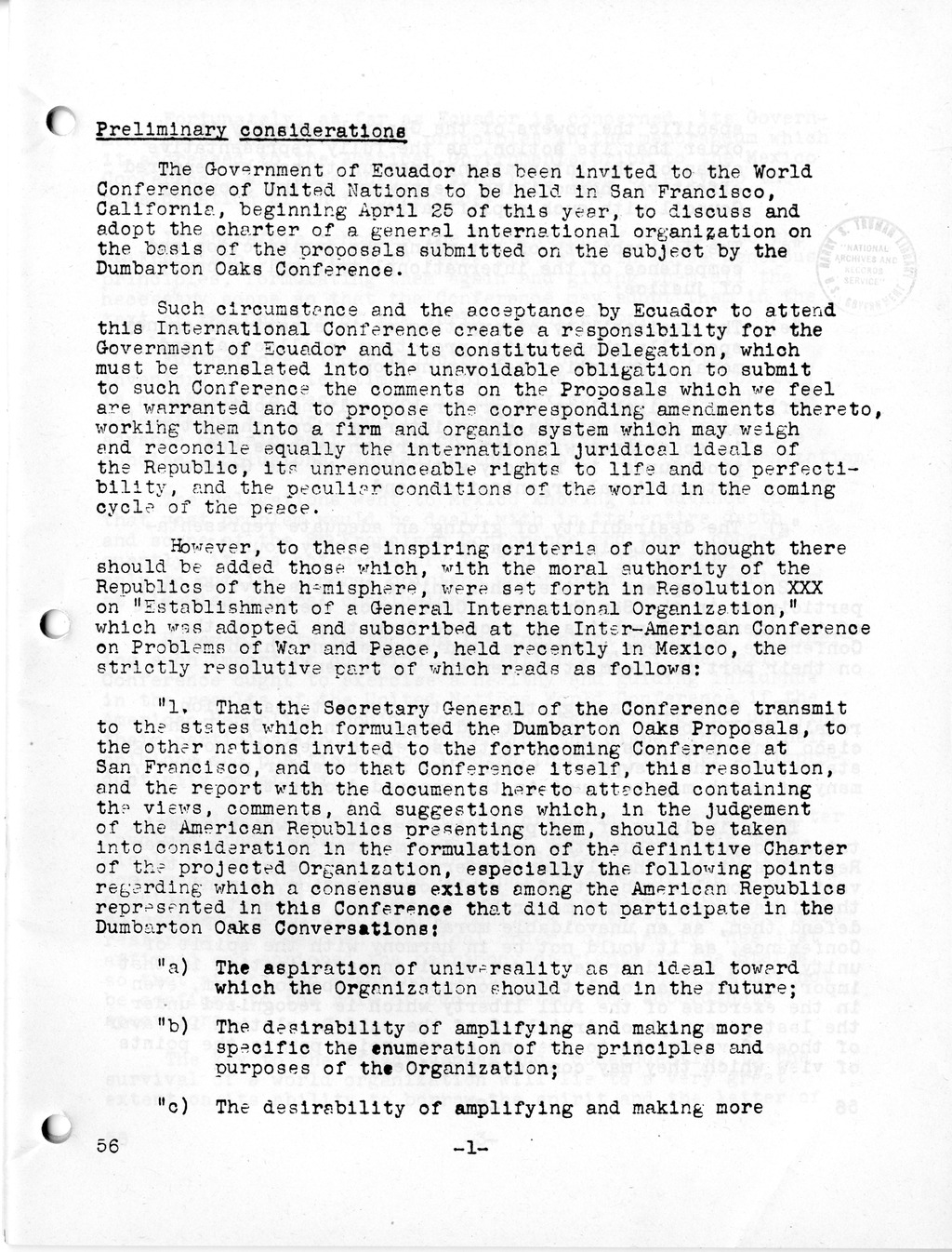 Report, Comments and Proposed Amendments Concerning the Dumbarton Oaks Proposals, Submitted by the Delegations to the United Nations Conference on International Organization