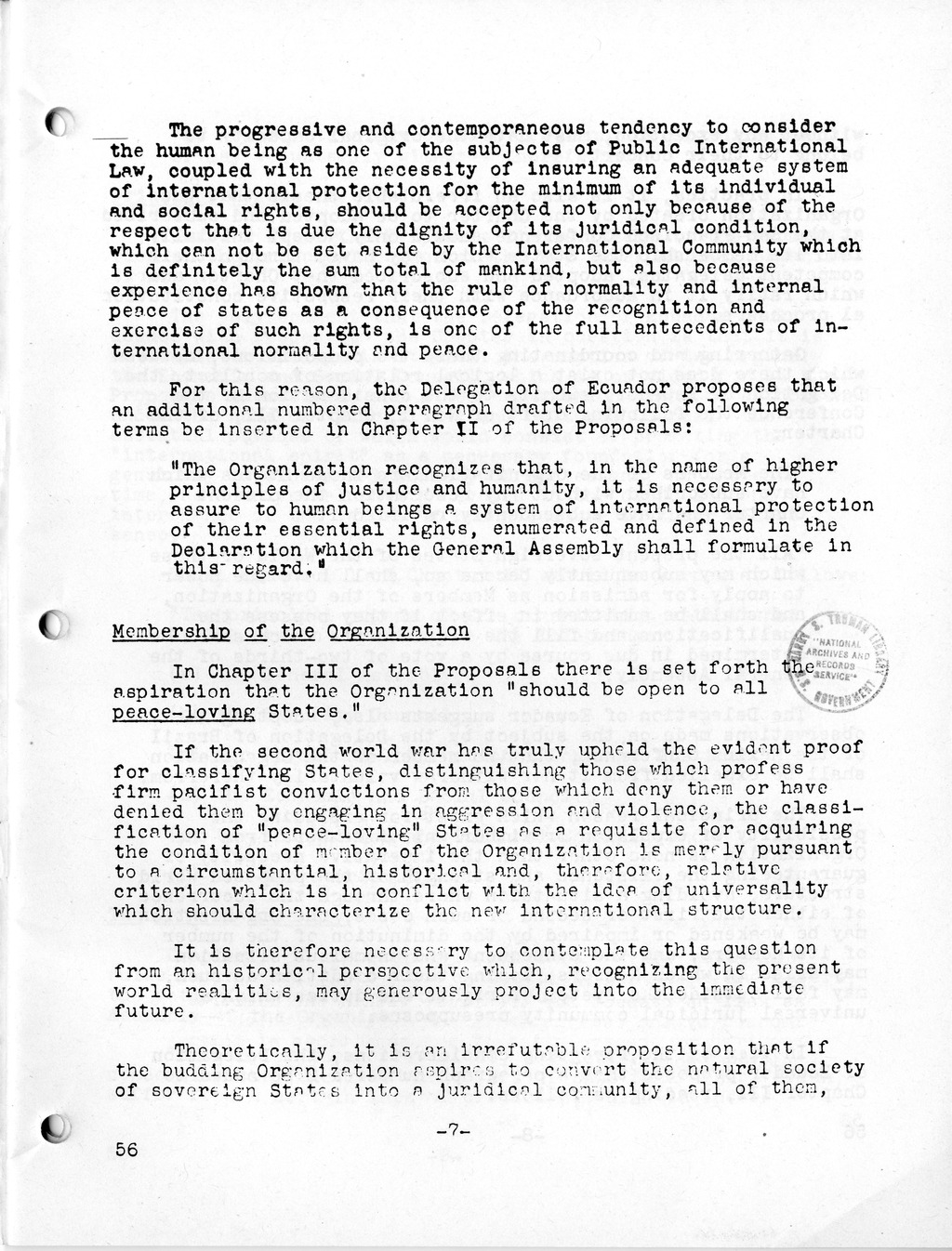 Report, Comments and Proposed Amendments Concerning the Dumbarton Oaks Proposals, Submitted by the Delegations to the United Nations Conference on International Organization