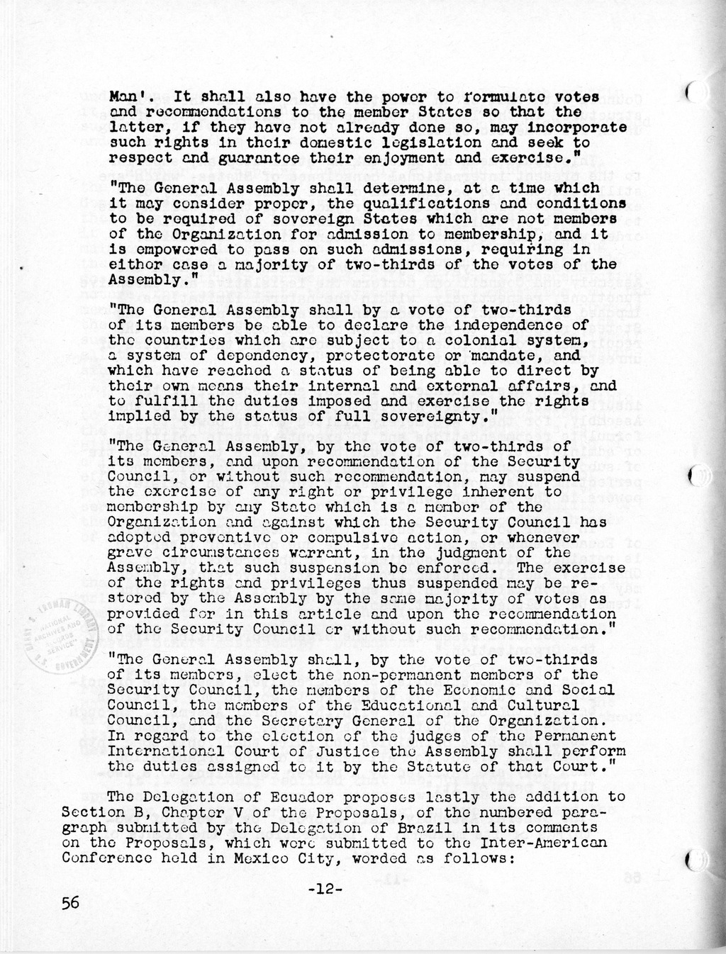 Report, Comments and Proposed Amendments Concerning the Dumbarton Oaks Proposals, Submitted by the Delegations to the United Nations Conference on International Organization