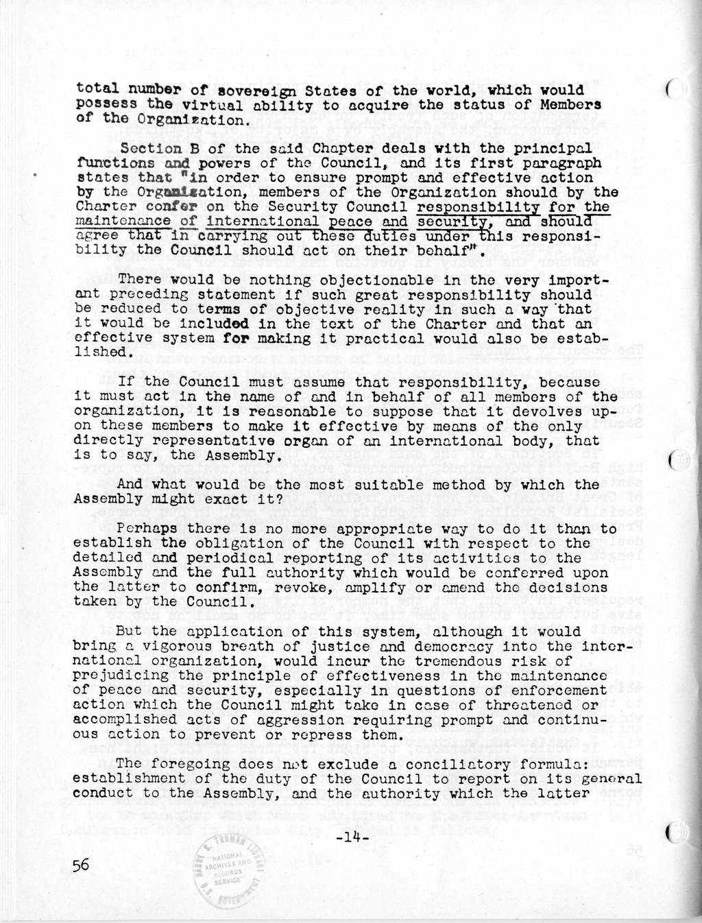 Report, Comments and Proposed Amendments Concerning the Dumbarton Oaks Proposals, Submitted by the Delegations to the United Nations Conference on International Organization