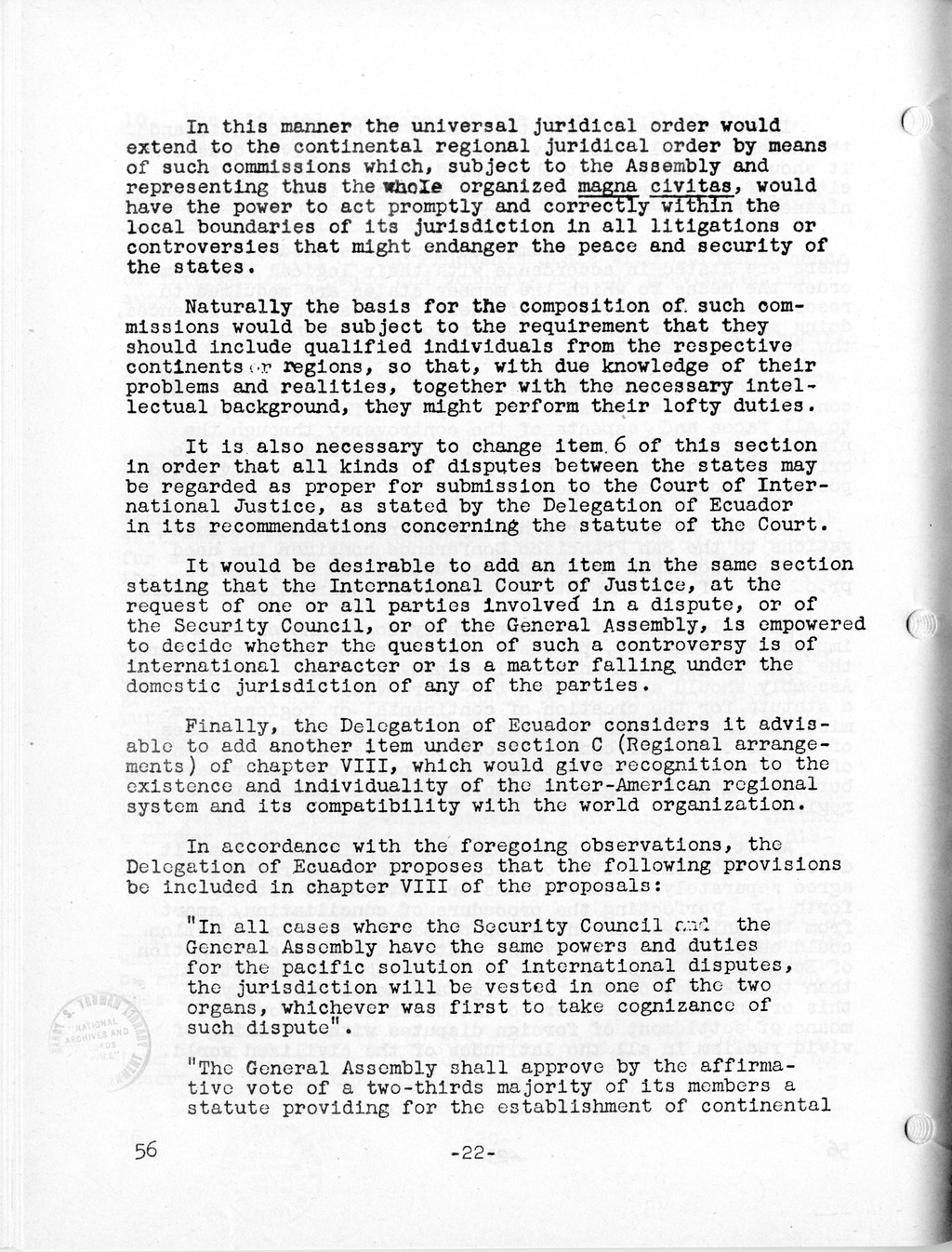 Report, Comments and Proposed Amendments Concerning the Dumbarton Oaks Proposals, Submitted by the Delegations to the United Nations Conference on International Organization