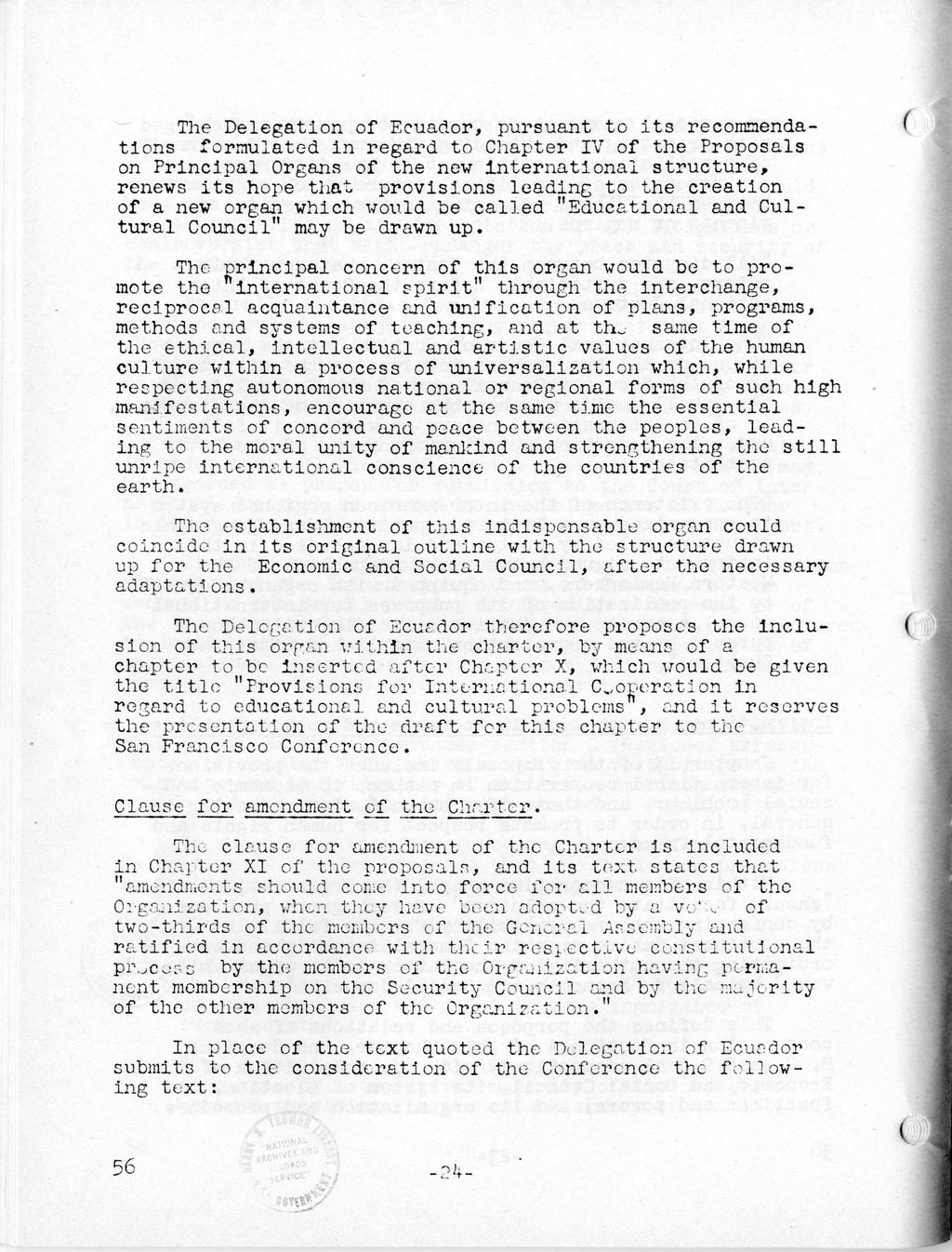 Report, Comments and Proposed Amendments Concerning the Dumbarton Oaks Proposals, Submitted by the Delegations to the United Nations Conference on International Organization