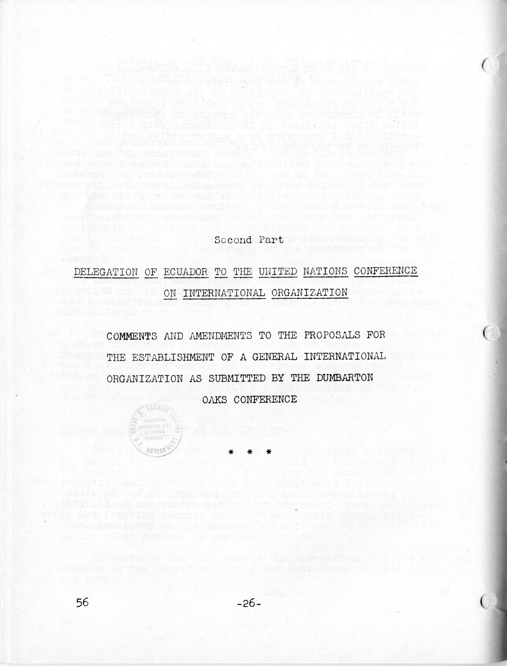 Report, Comments and Proposed Amendments Concerning the Dumbarton Oaks Proposals, Submitted by the Delegations to the United Nations Conference on International Organization
