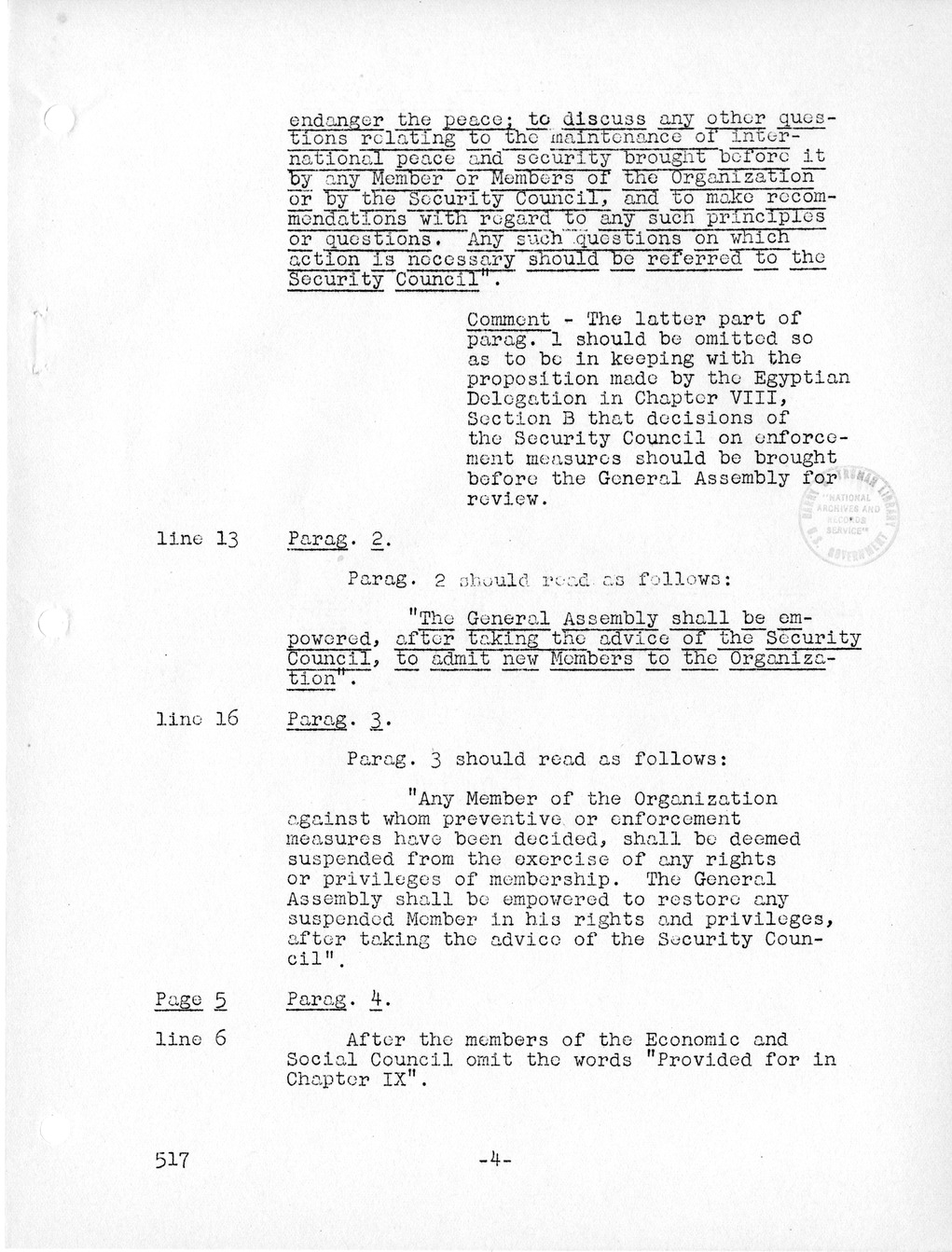 Report, Comments and Proposed Amendments Concerning the Dumbarton Oaks Proposals, Submitted by the Delegations to the United Nations Conference on International Organization