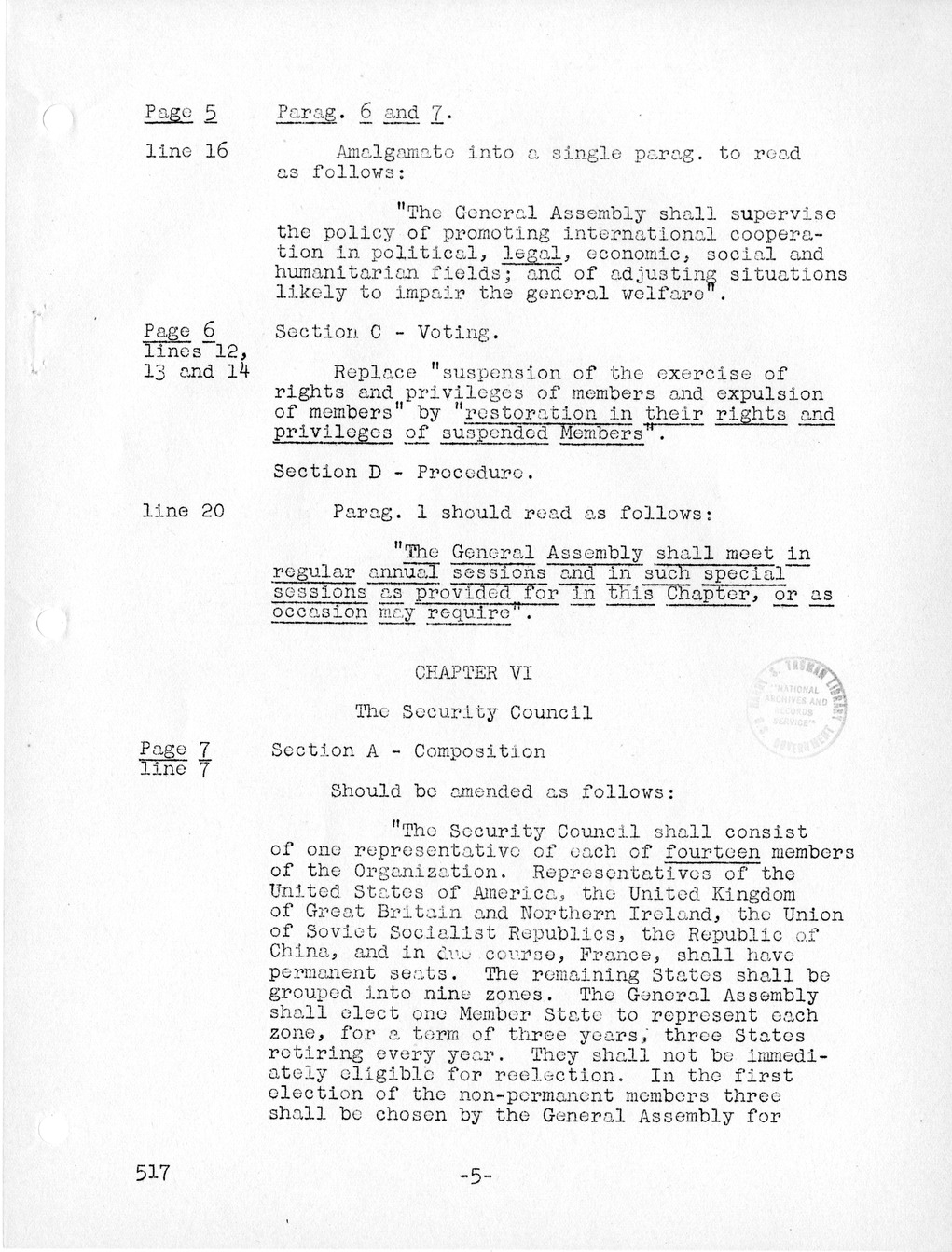 Report, Comments and Proposed Amendments Concerning the Dumbarton Oaks Proposals, Submitted by the Delegations to the United Nations Conference on International Organization