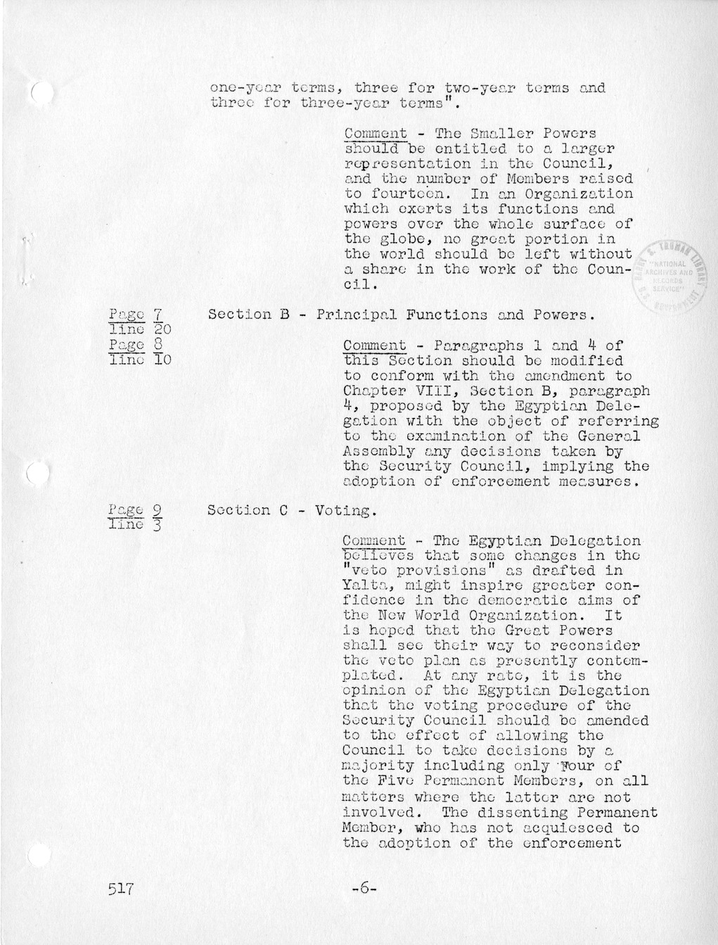 Report, Comments and Proposed Amendments Concerning the Dumbarton Oaks Proposals, Submitted by the Delegations to the United Nations Conference on International Organization