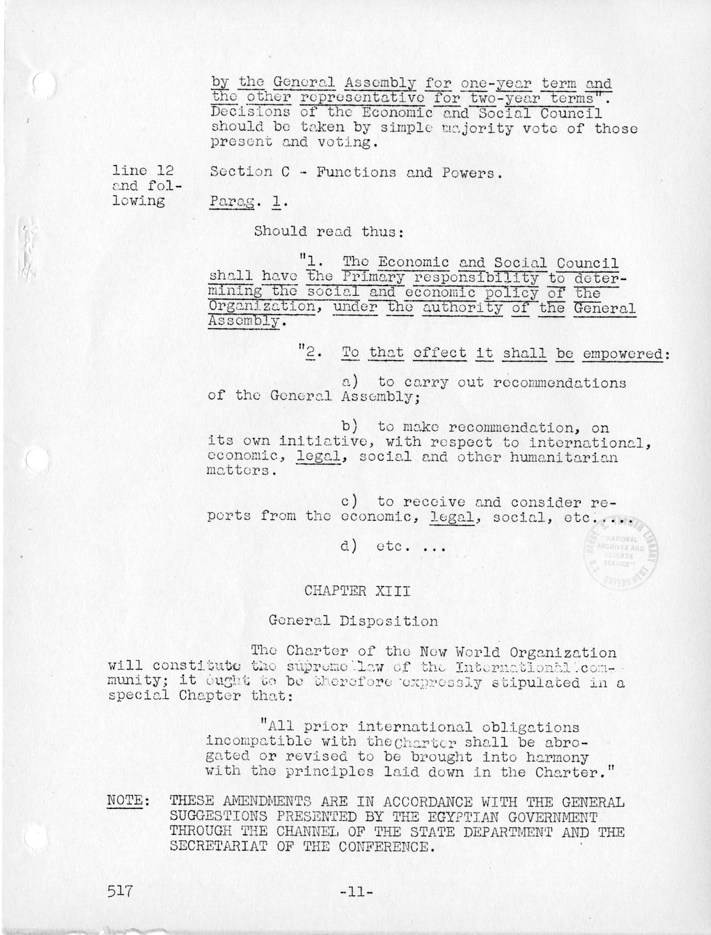 Report, Comments and Proposed Amendments Concerning the Dumbarton Oaks Proposals, Submitted by the Delegations to the United Nations Conference on International Organization
