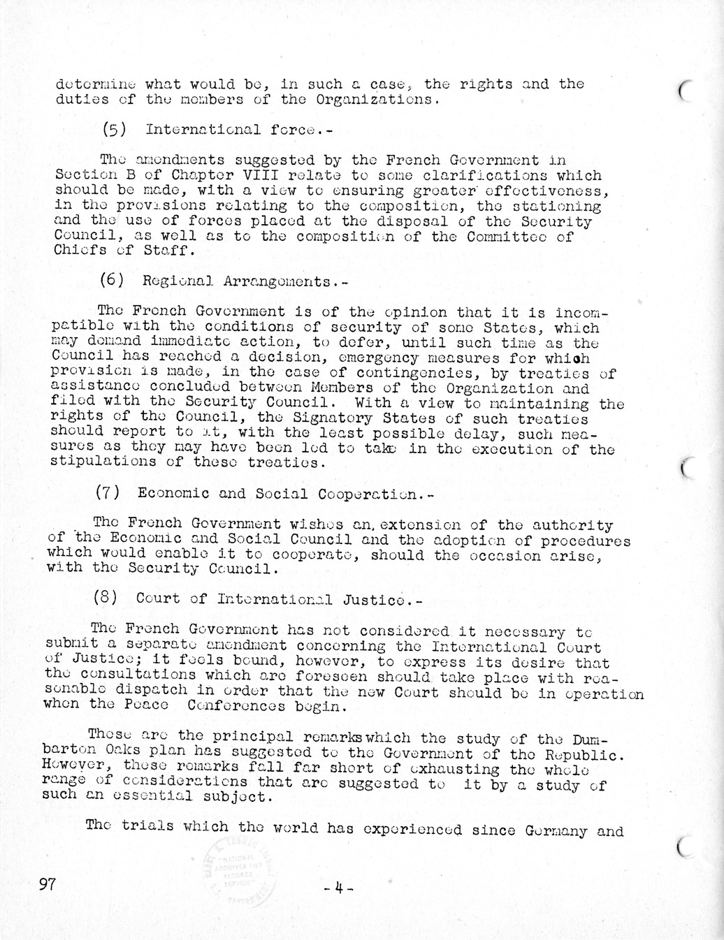 Report, Comments and Proposed Amendments Concerning the Dumbarton Oaks Proposals, Submitted by the Delegations to the United Nations Conference on International Organization